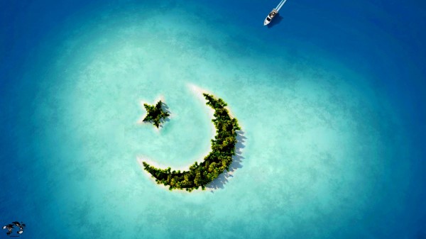 Crescent Moon Star Island Wallpaper