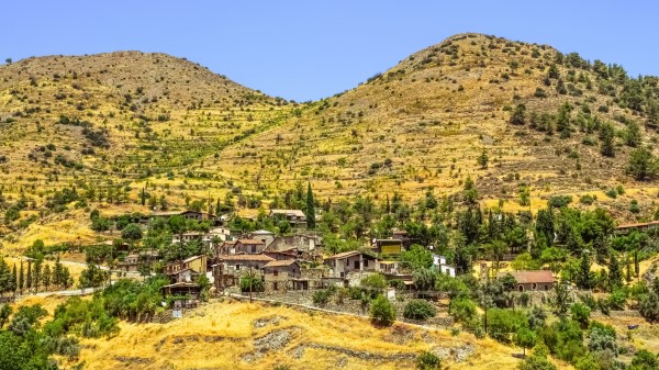 Cyprus Village Mountains Buildings Wallpaper