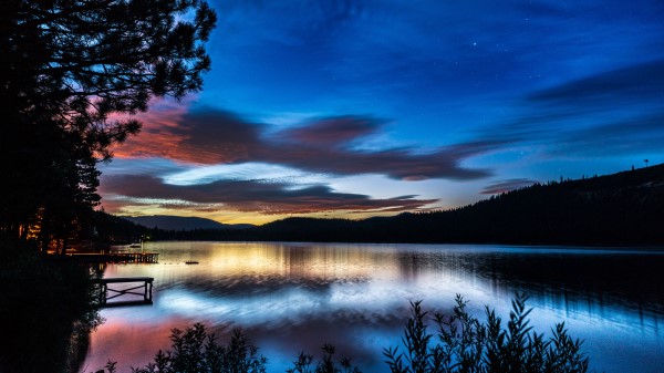Dusk Lake Pier Wallpaper