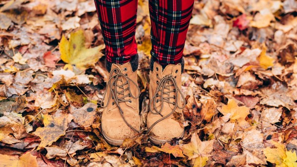 Feet Autumn Foliage Wallpaper