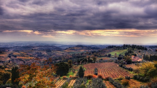 Field Sky Sunset View From The Top Landscape Wallpaper Wallpaper