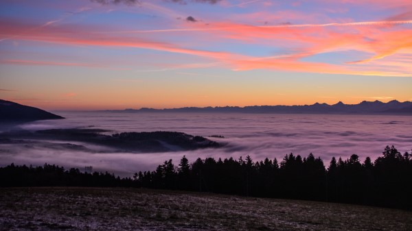 Fog Sunset Horizon Wallpaper
