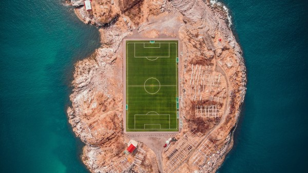 Football Field Island Top View wallpaper