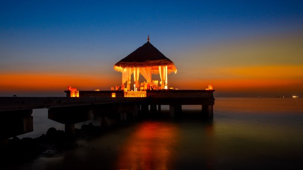 Gazebo Pier Ocean Wallpaper