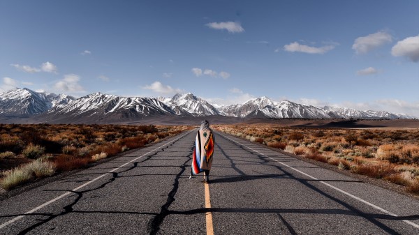 Girl Mountains Road Wallpaper
