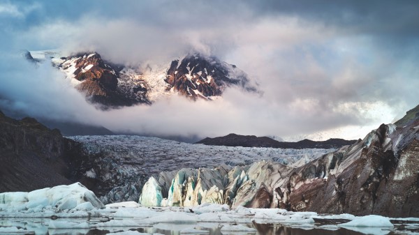 Glacier Mountains Clouds Wallpaper