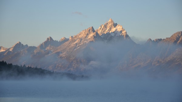 Grand Teton National Park Wyoming Usa Mountains Fog Wallpaper