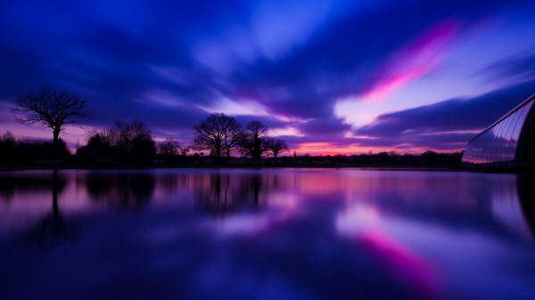 Great Britain Evening Twilight Lake Water Smooth Surface Sky Reflection Wallpaper