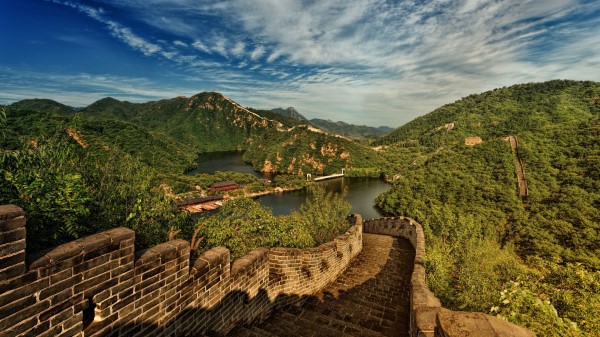Great Wall Of China Lake Mountains Wallpaper