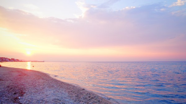 Greece Sea Beach Sunset Wallpaper