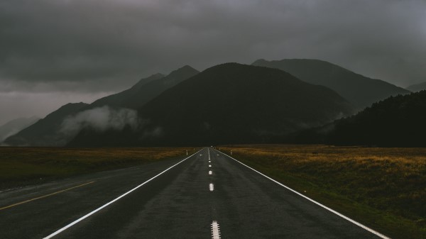 Highway Mountains Marking Wallpaper