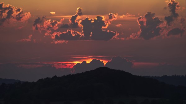 Hill Forest Sunset Wallpaper