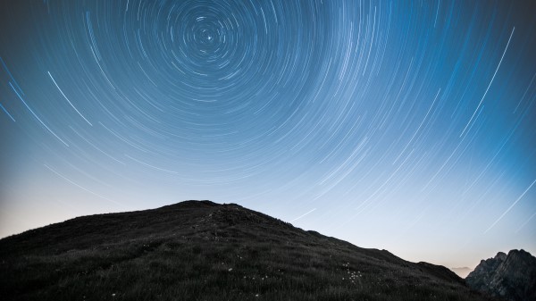 Hill Mountains Starry Sky Wallpaper
