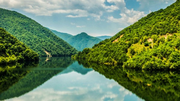 Hills Forest Water Wallpaper