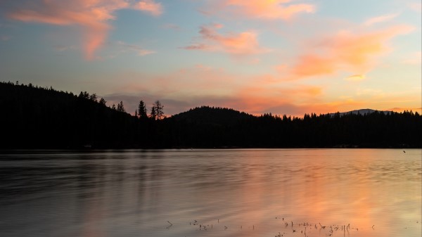 Hills Lake Sunset Wallpaper