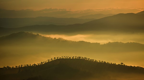 Hills Mountains Fog Wallpaper