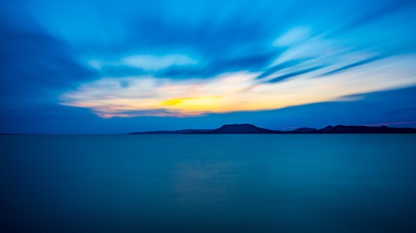 Horizon Mountains Sea Blue Wallpaper