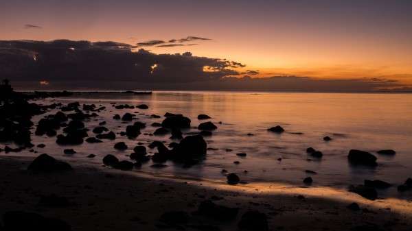 Horizon Sunset Stones Image Wallpaper