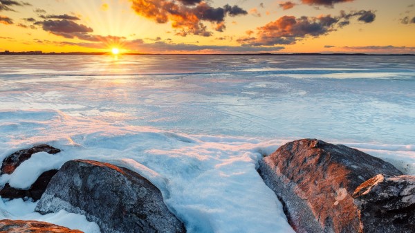 Horizon Sunset Stones Picture Wallpaper