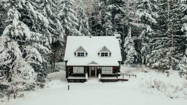 House Forest Snow Wallpaper