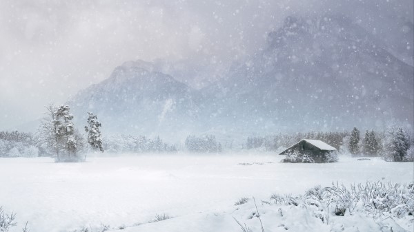 House Snow Blizzard Wallpaper