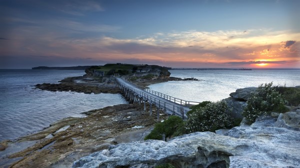 Island Bridge Sea Wallpaper