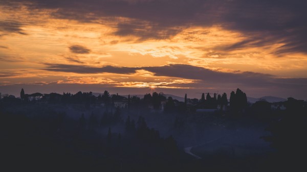 Italy Florence Fog Dawn Sky Wallpaper