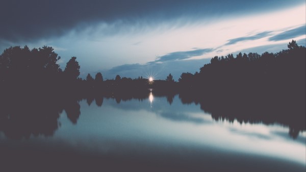 Lake Horizon Sunset Wallpaper