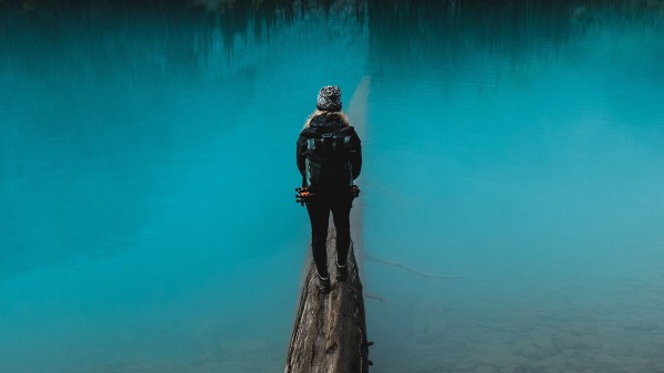 Lake Log Man Wallpaper