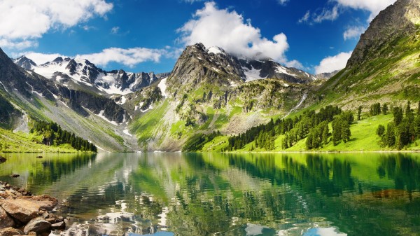 Lake Mountain Nature Reflection Russia Wallpaper Wallpaper