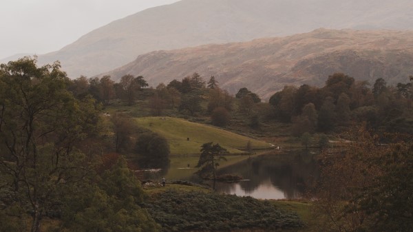 Lake Mountains Hills Wallpaper
