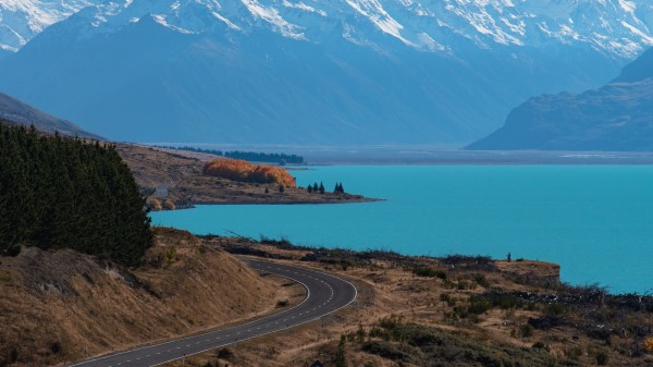 Lake Mountains Road Wallpaper