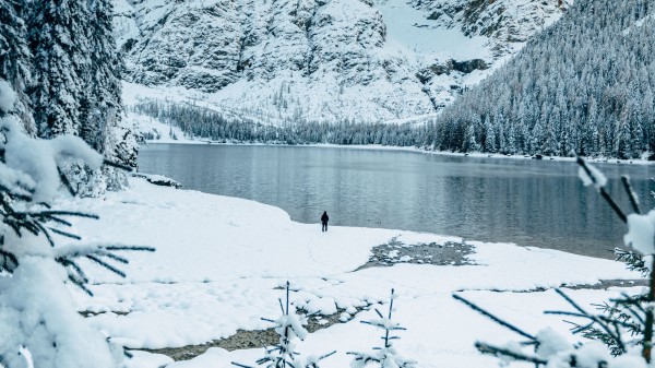 Lake Mountains Snow Picture Wallpaper