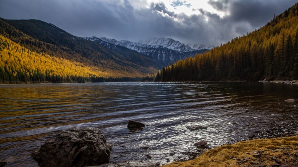 Lake Mountains Stones Photo Wallpaper