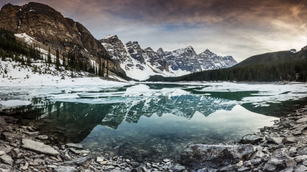Lake Mountains Stones Wallpaper