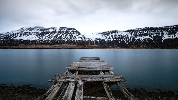 Lake Pier Mountains Wallpaper