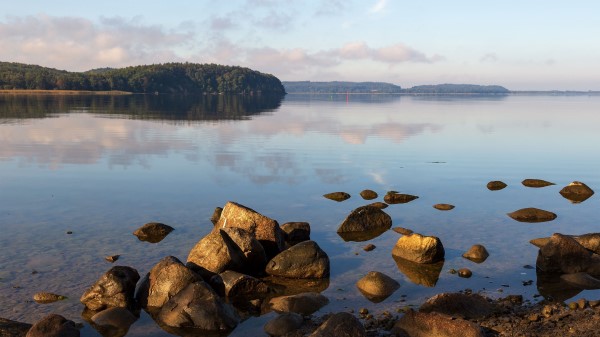 Lake Stones Trees Image Wallpaper