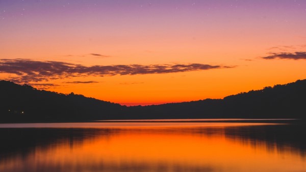 Lake Sunset Skyline Wallpaper