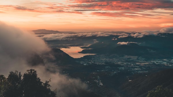 Landscape Aerial View Dusk Wallpaper