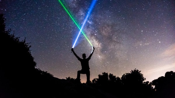 Light Swords Starry Sky Silhouette Stars Night Wallpaper