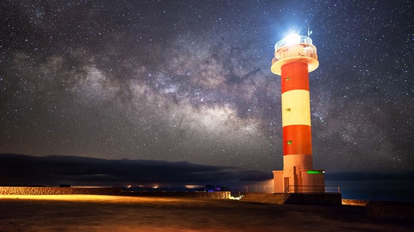 Lighthouse Starry Sky Milky Way Wallpaper