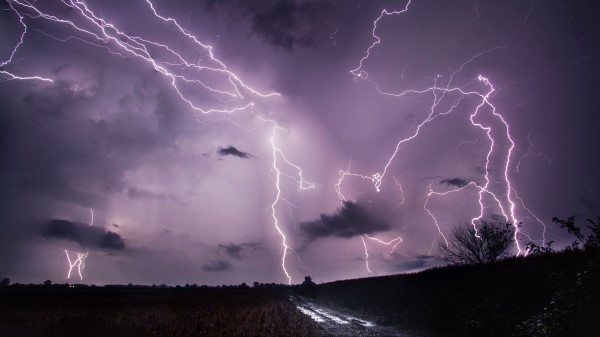 Lightning Thunderstorm Road Wallpaper