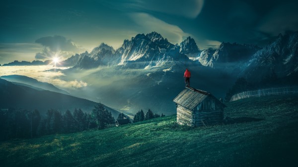 Man Mountains Structure Wallpaper