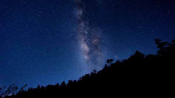 Milky Way Starry Sky Trees Wallpaper