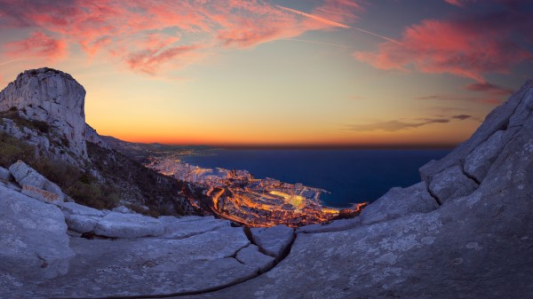 Monaco Rocks Top City View Image Wallpaper