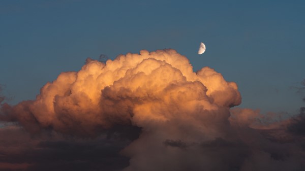 Moon Clouds Evening Wallpaper