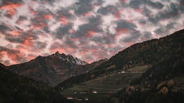Mountain Clouds Village Wallpaper