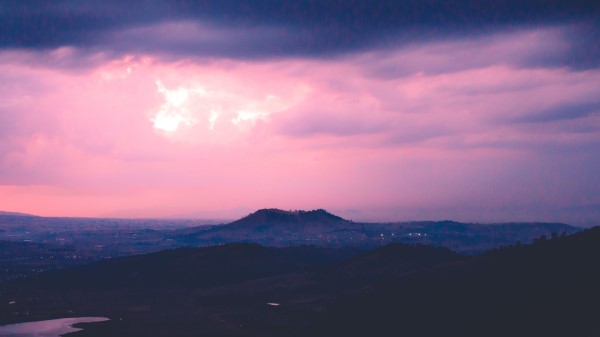 Mountain Hill Sunset Sky Wallpaper