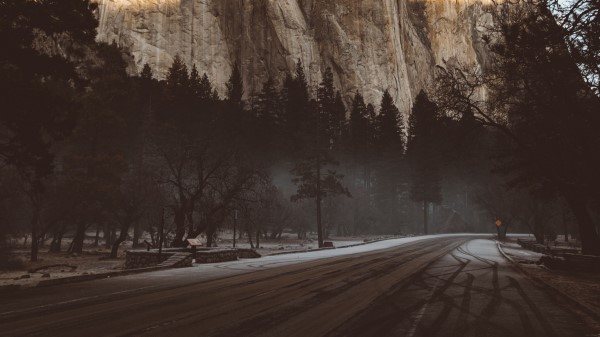 Mountain Road Fog Wallpaper