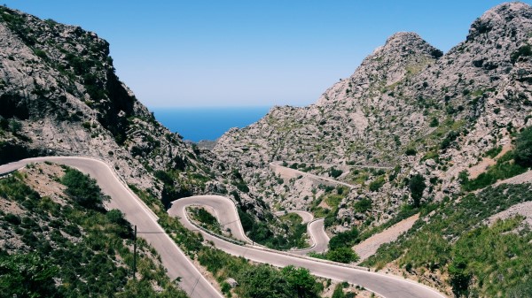 Mountain Road Winding Grass Beautiful Landscape Wallpaper